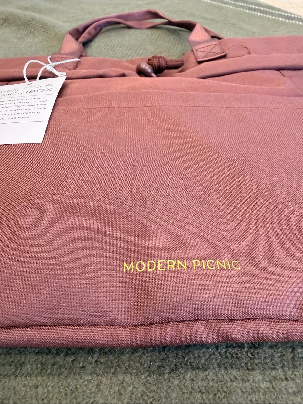 NWT Drawstring Lunch Tote Bag - Dusty Rose - Picture 4 of 8